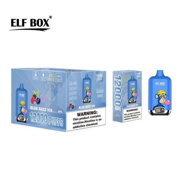 ELF BOX Digital 12000 E-Zigarette mit Blue Razz Ice Geschmack weltweit erhältlich_Blue Razz ice 蓝莓树莓冰