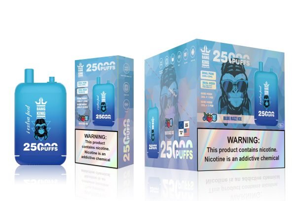 Probieren Sie die Bang King DelphiTreh 25000 Puffs Einweg E-Zigarette Blue Razz Ice die derzeit am beliebtesten ist und Ihre Geschmacksknospen begeistert_Blue Razz Ice