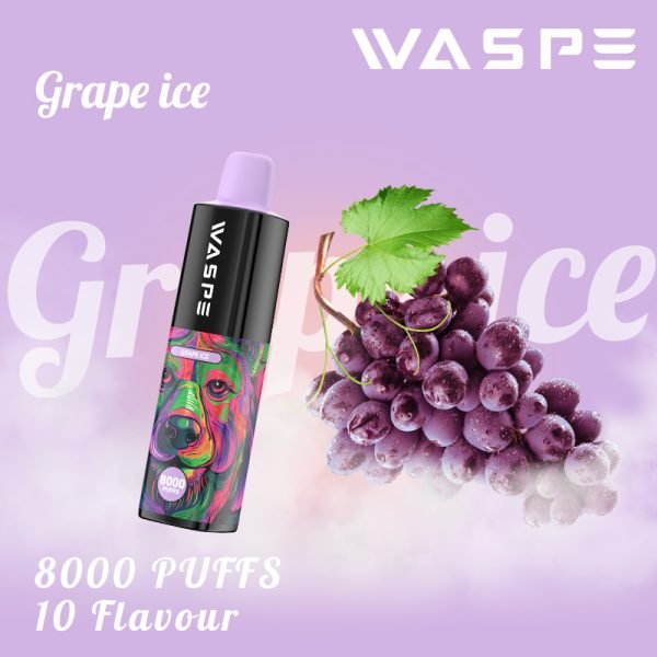 Erleben Sie die WASPE 8000 Puffs E-Zigarette Grape Ice Steuerfrei und Direktverkauf ab Werk für Ihren weltweiten Markt_Grape Ice