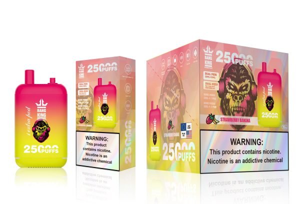 Erleben Sie die weltweit meistverkaufte Bang King DelphiTreh 25000 Puffs Einweg E-Zigarette mit Strawberry Banana Geschmack – für dampfenden Genuss der den ganzen Tag anhält_Strawberry Banana